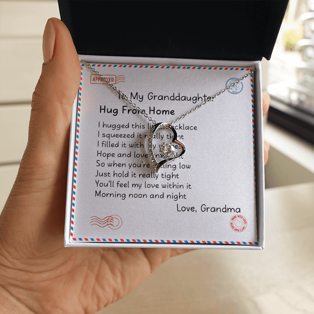 Granddaughter Necklace Hugs From Home Gift For Granddaughter From Grandma Forever Love Necklace