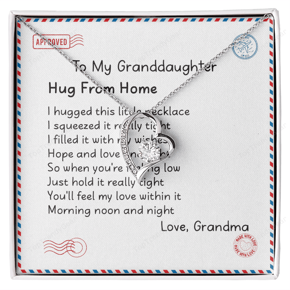 Granddaughter Necklace Hugs From Home Gift For Granddaughter From Grandma Forever Love Necklace