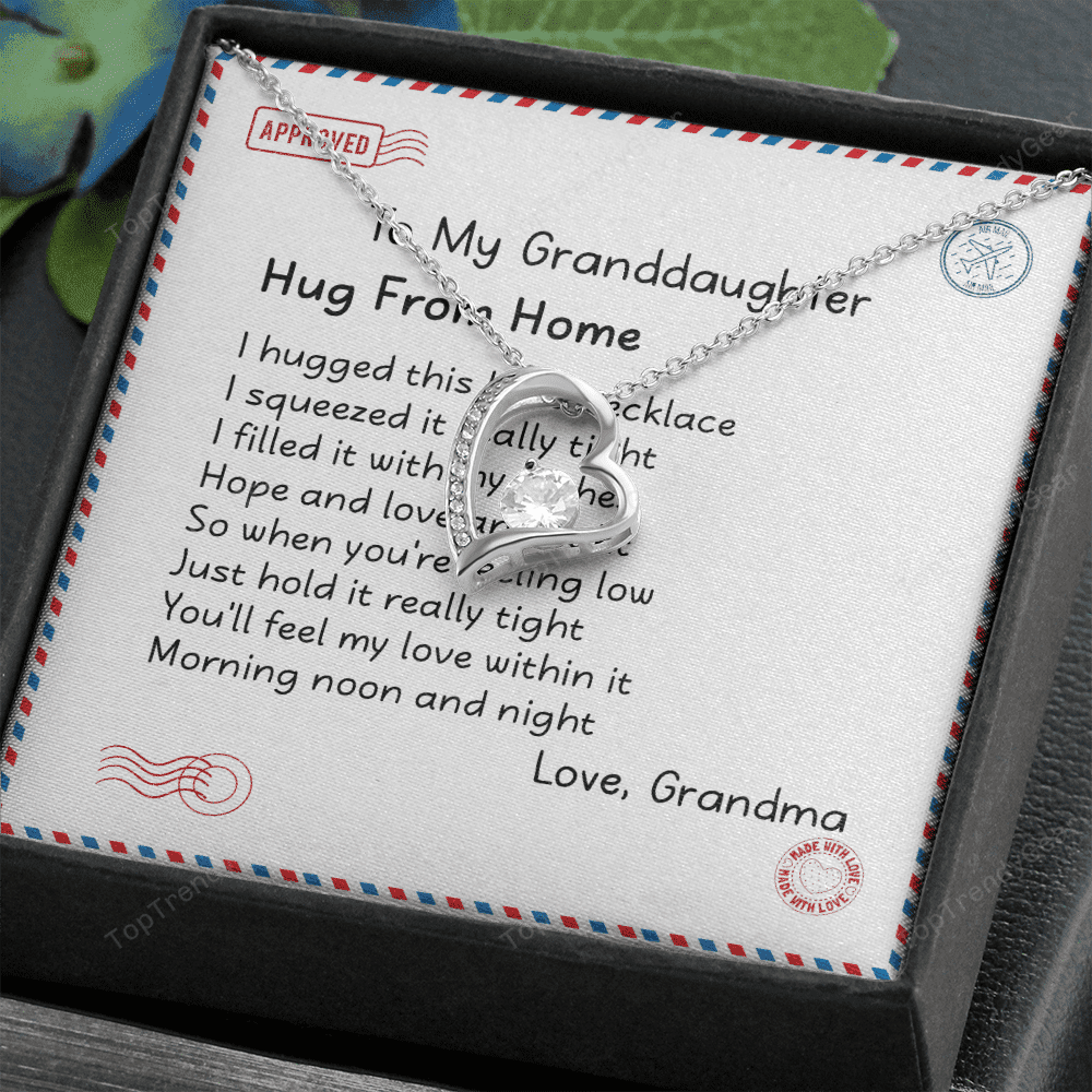 Granddaughter Necklace Hugs From Home Gift For Granddaughter From Grandma Forever Love Necklace