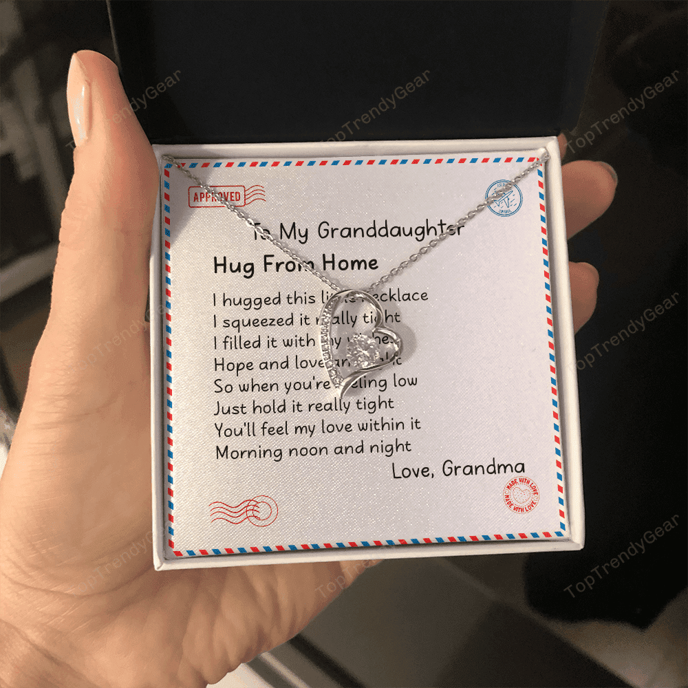 Granddaughter Necklace Hugs From Home Gift For Granddaughter From Grandma Forever Love Necklace