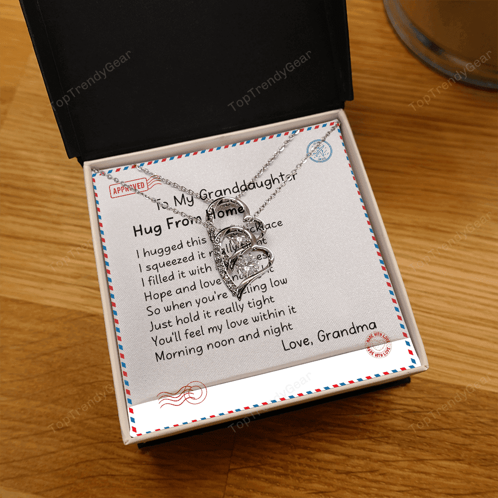 Granddaughter Necklace Hugs From Home Gift For Granddaughter From Grandma Forever Love Necklace