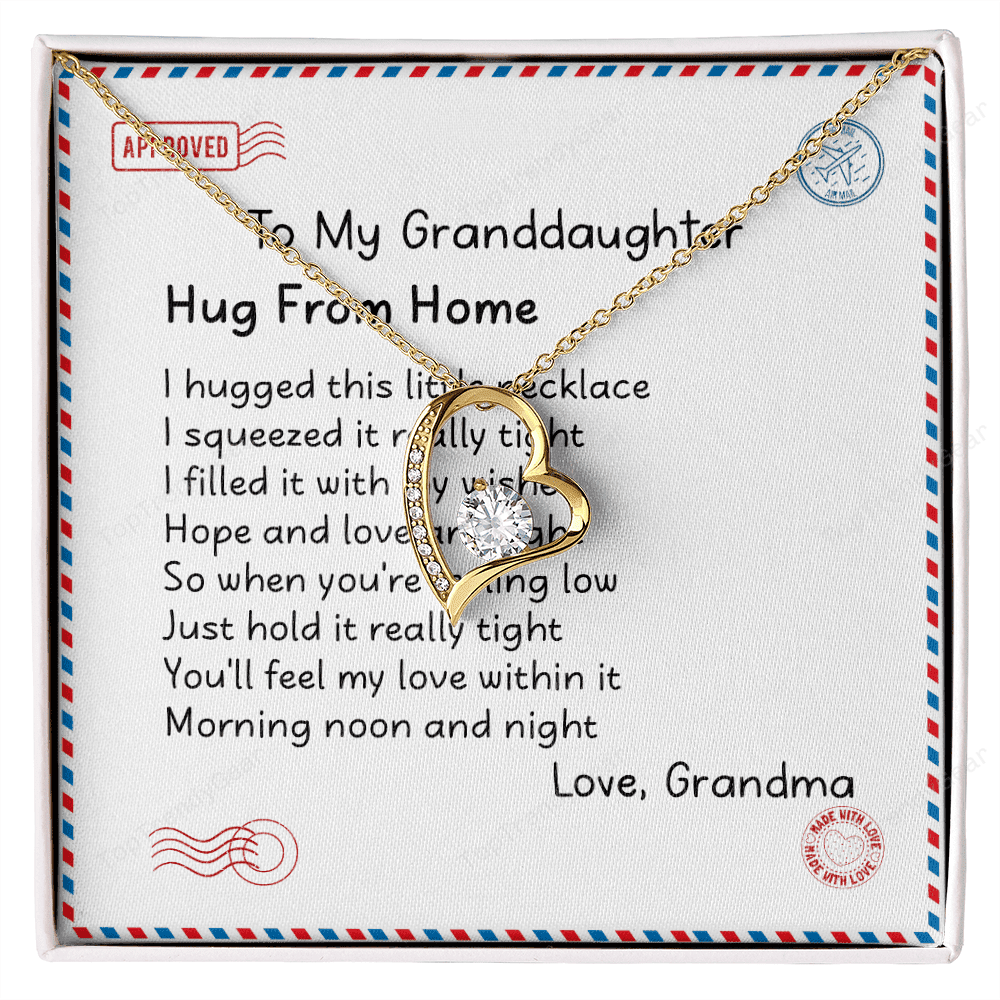 Granddaughter Necklace Hugs From Home Gift For Granddaughter From Grandma Forever Love Necklace
