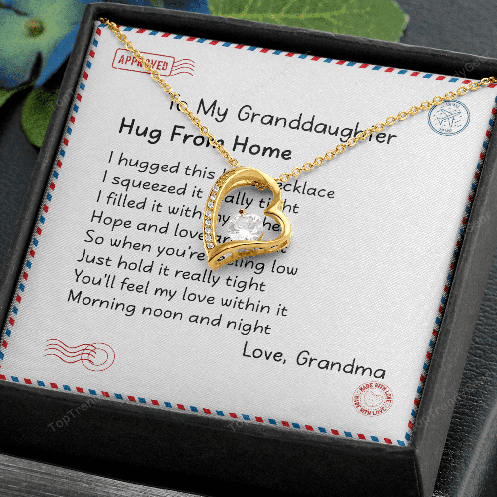 Granddaughter Necklace Hugs From Home Gift For Granddaughter From Grandma Forever Love Necklace