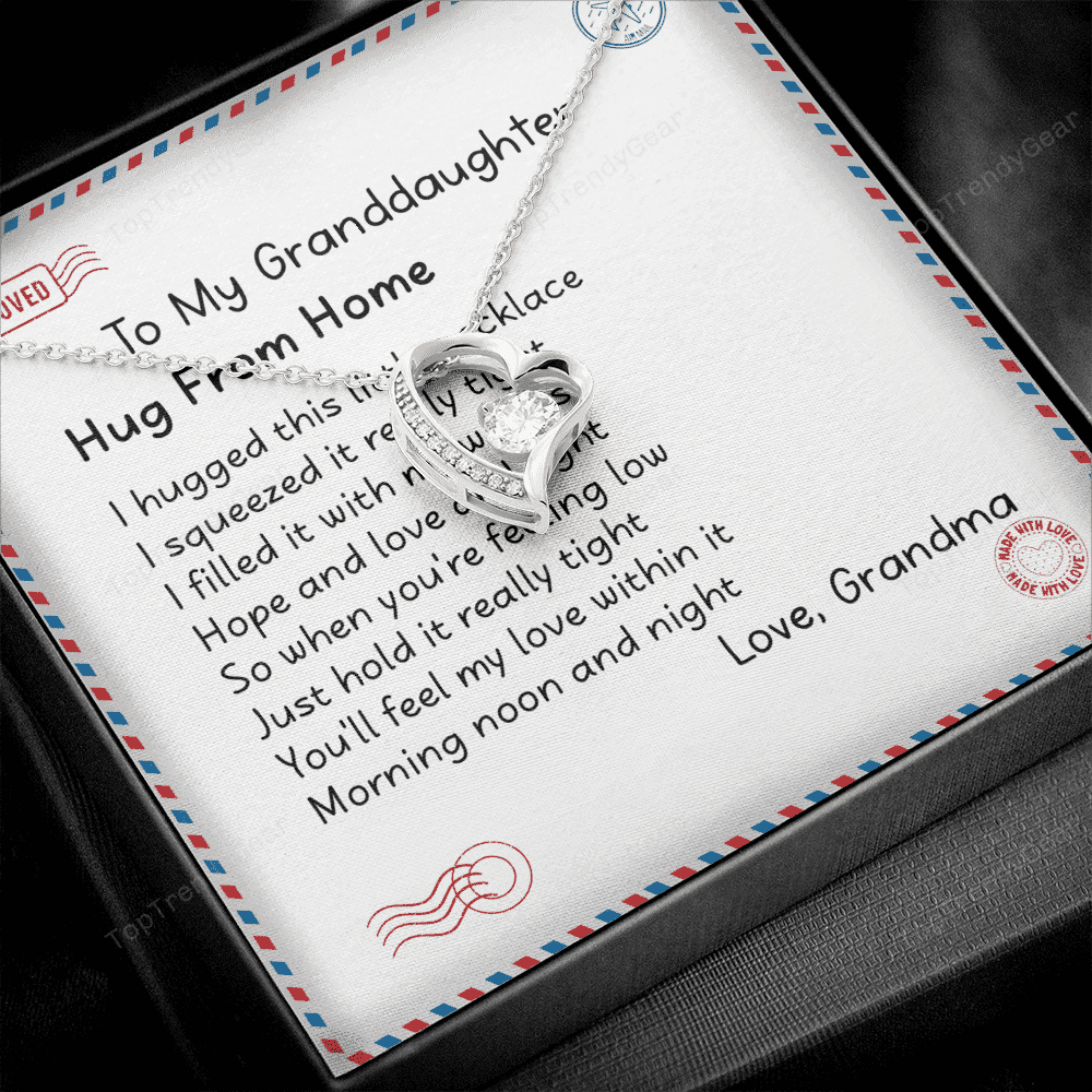 Granddaughter Necklace Hugs From Home Gift For Granddaughter From Grandma Forever Love Necklace