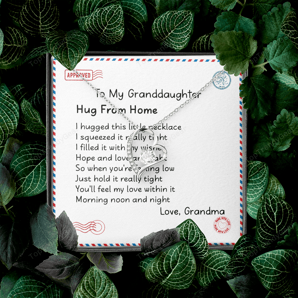 Granddaughter Necklace Hugs From Home Gift For Granddaughter From Grandma Forever Love Necklace