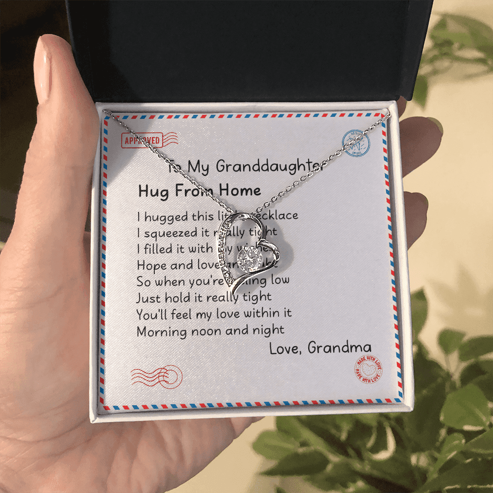 Granddaughter Necklace Hugs From Home Gift For Granddaughter From Grandma Forever Love Necklace
