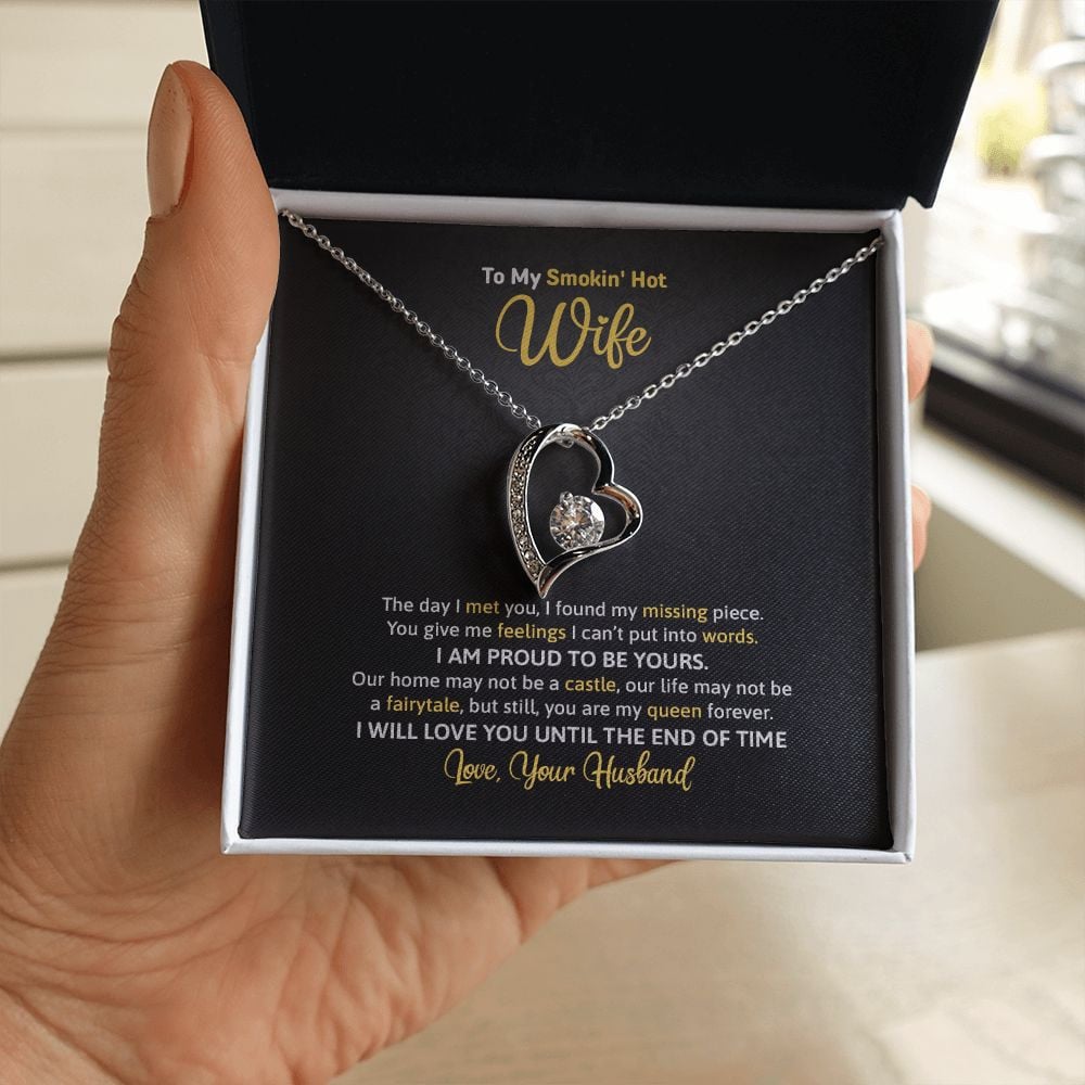 Wife Necklace, To My Smoking Hot Wife I Am Proud To Be Yours Forever Love Necklace Romantic Gift For Wife
