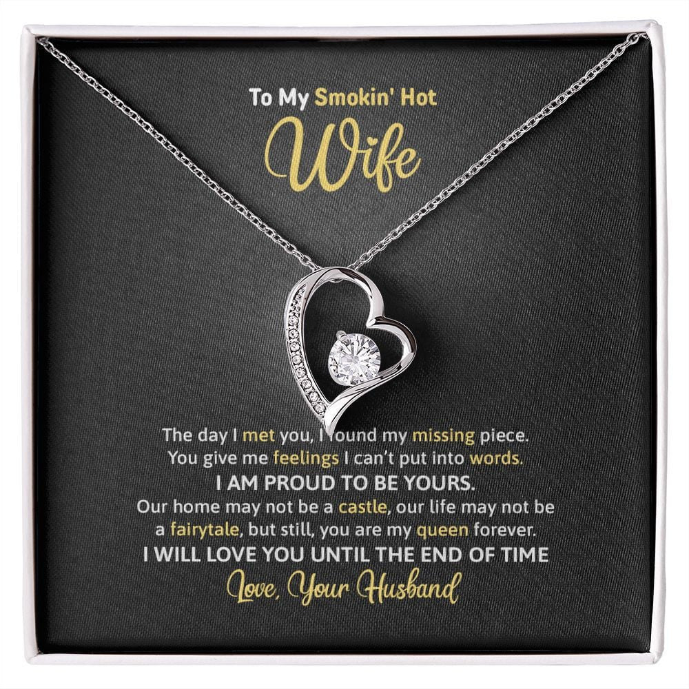 Wife Necklace, To My Smoking Hot Wife I Am Proud To Be Yours Forever Love Necklace Romantic Gift For Wife