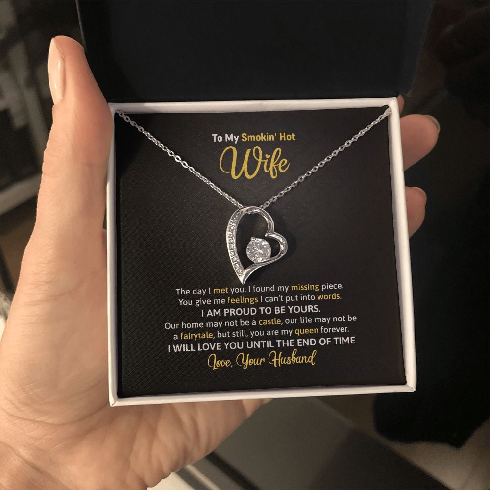 Wife Necklace, To My Smoking Hot Wife I Am Proud To Be Yours Forever Love Necklace Romantic Gift For Wife