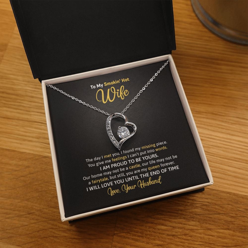 Wife Necklace, To My Smoking Hot Wife I Am Proud To Be Yours Forever Love Necklace Romantic Gift For Wife