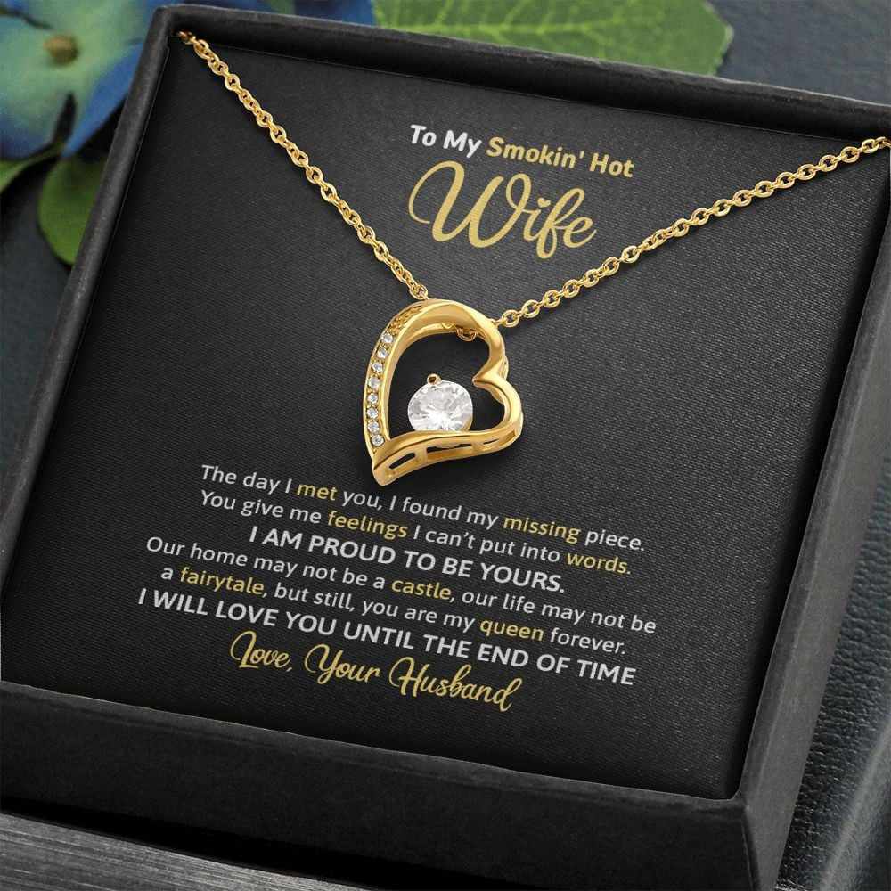Wife Necklace, To My Smoking Hot Wife I Am Proud To Be Yours Forever Love Necklace Romantic Gift For Wife
