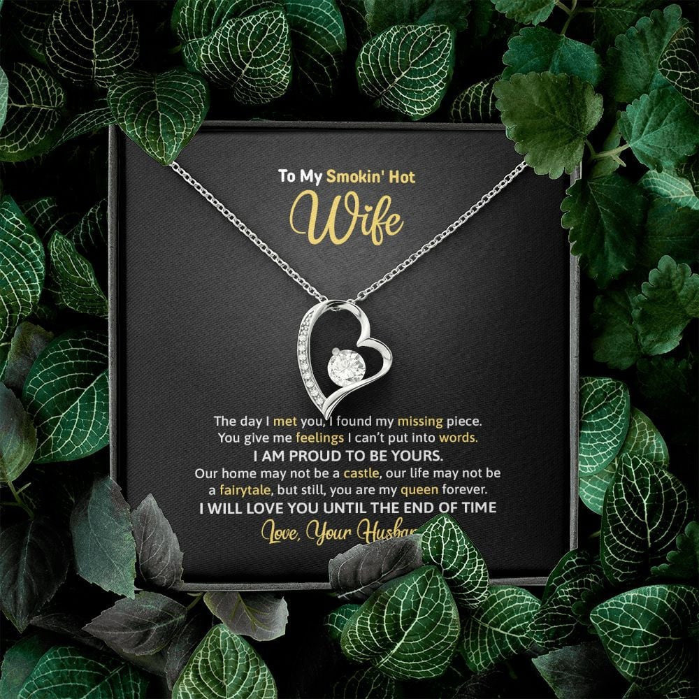 Wife Necklace, To My Smoking Hot Wife I Am Proud To Be Yours Forever Love Necklace Romantic Gift For Wife