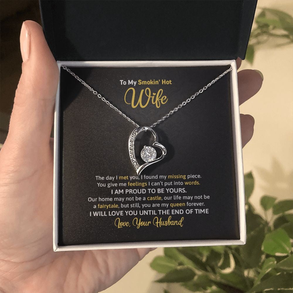 Wife Necklace, To My Smoking Hot Wife I Am Proud To Be Yours Forever Love Necklace Romantic Gift For Wife