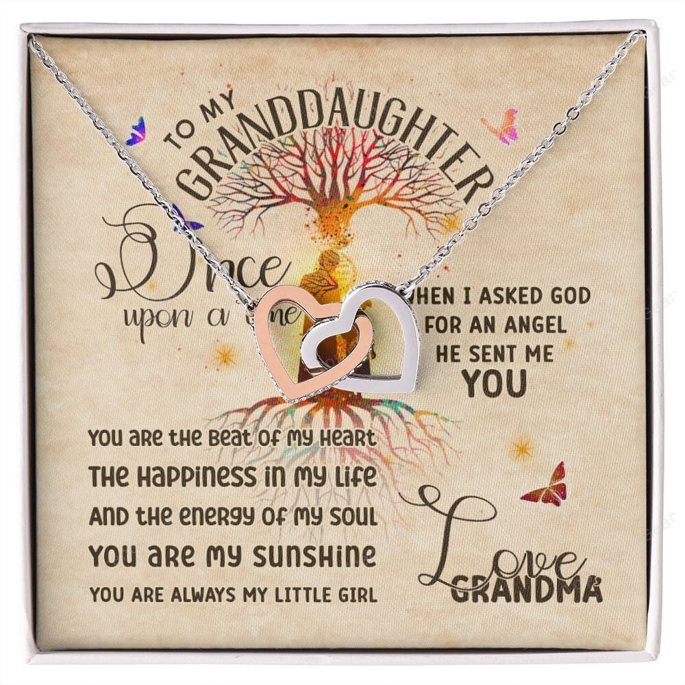 Granddaughter Necklace From Grandma Once Upon A Time God Sent Me An Angel As You Interlocking Hearts Necklace