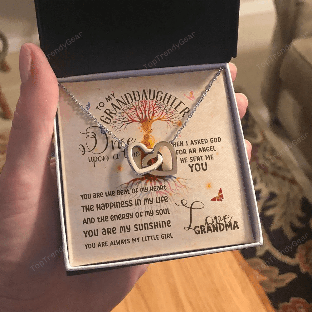 Granddaughter Necklace From Grandma Once Upon A Time God Sent Me An Angel As You Interlocking Hearts Necklace