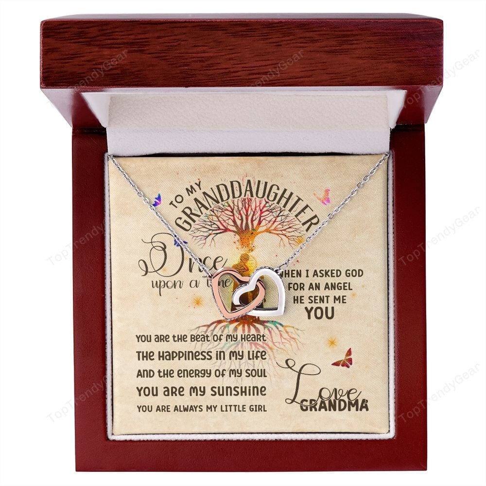Granddaughter Necklace From Grandma Once Upon A Time God Sent Me An Angel As You Interlocking Hearts Necklace