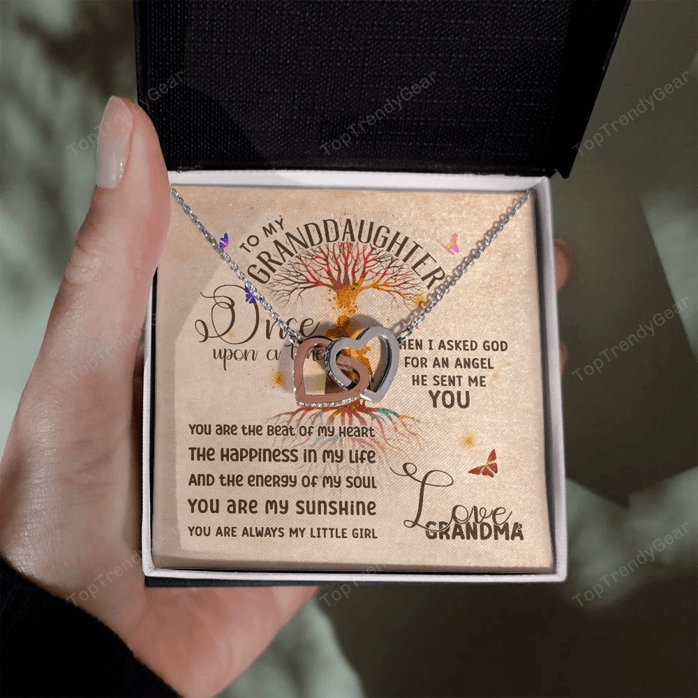 Granddaughter Necklace From Grandma Once Upon A Time God Sent Me An Angel As You Interlocking Hearts Necklace