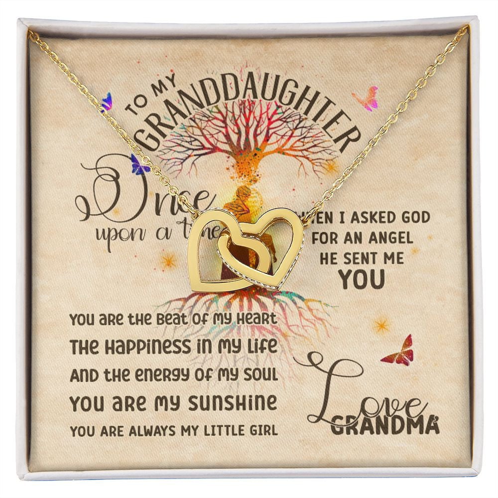 Granddaughter Necklace From Grandma Once Upon A Time God Sent Me An Angel As You Interlocking Hearts Necklace