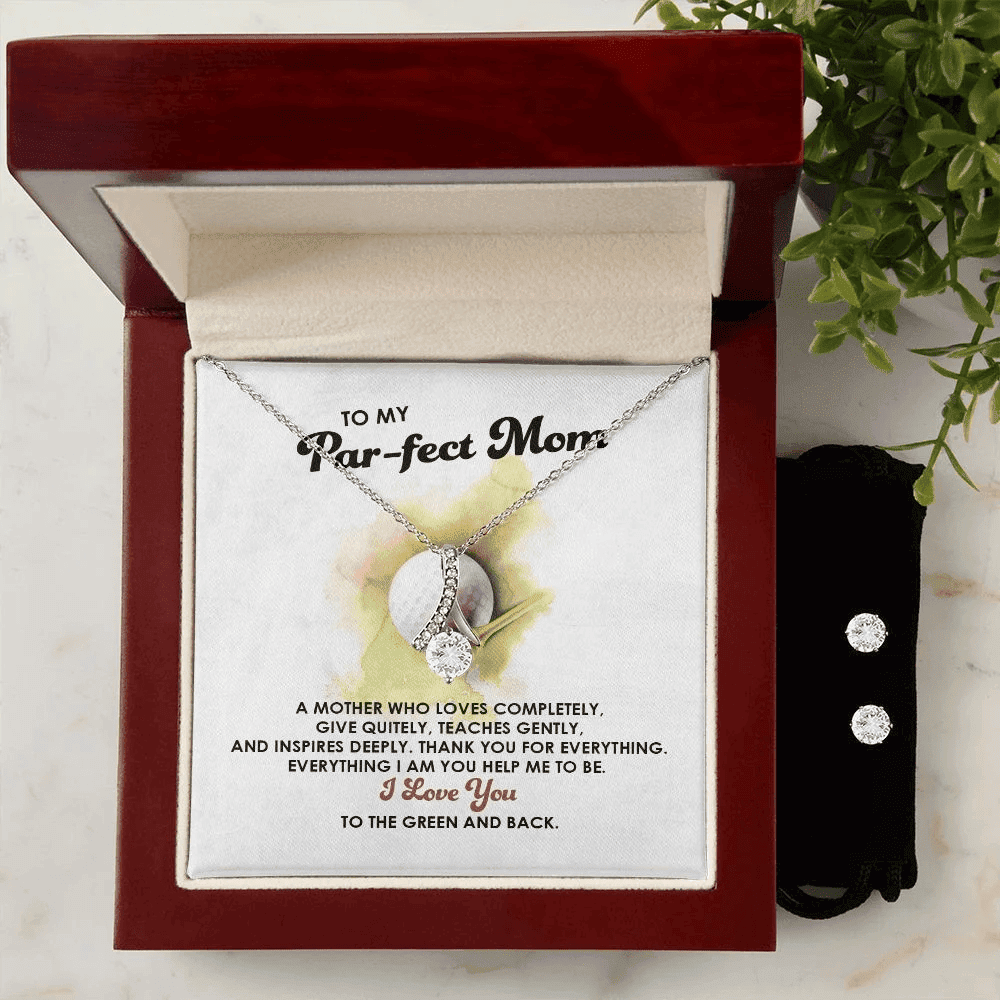 Mother Necklace, To Parfect Golf Mom I Love You To The Green And Back Forever Love Necklace Set Best Gifts For Mom