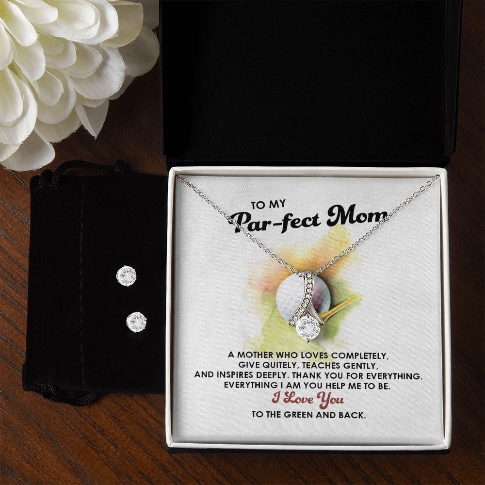 Mother Necklace, To Parfect Golf Mom I Love You To The Green And Back Forever Love Necklace Set Best Gifts For Mom