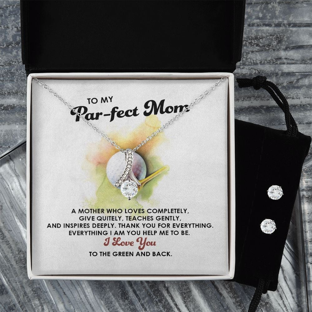 Mother Necklace, To Parfect Golf Mom I Love You To The Green And Back Forever Love Necklace Set Best Gifts For Mom