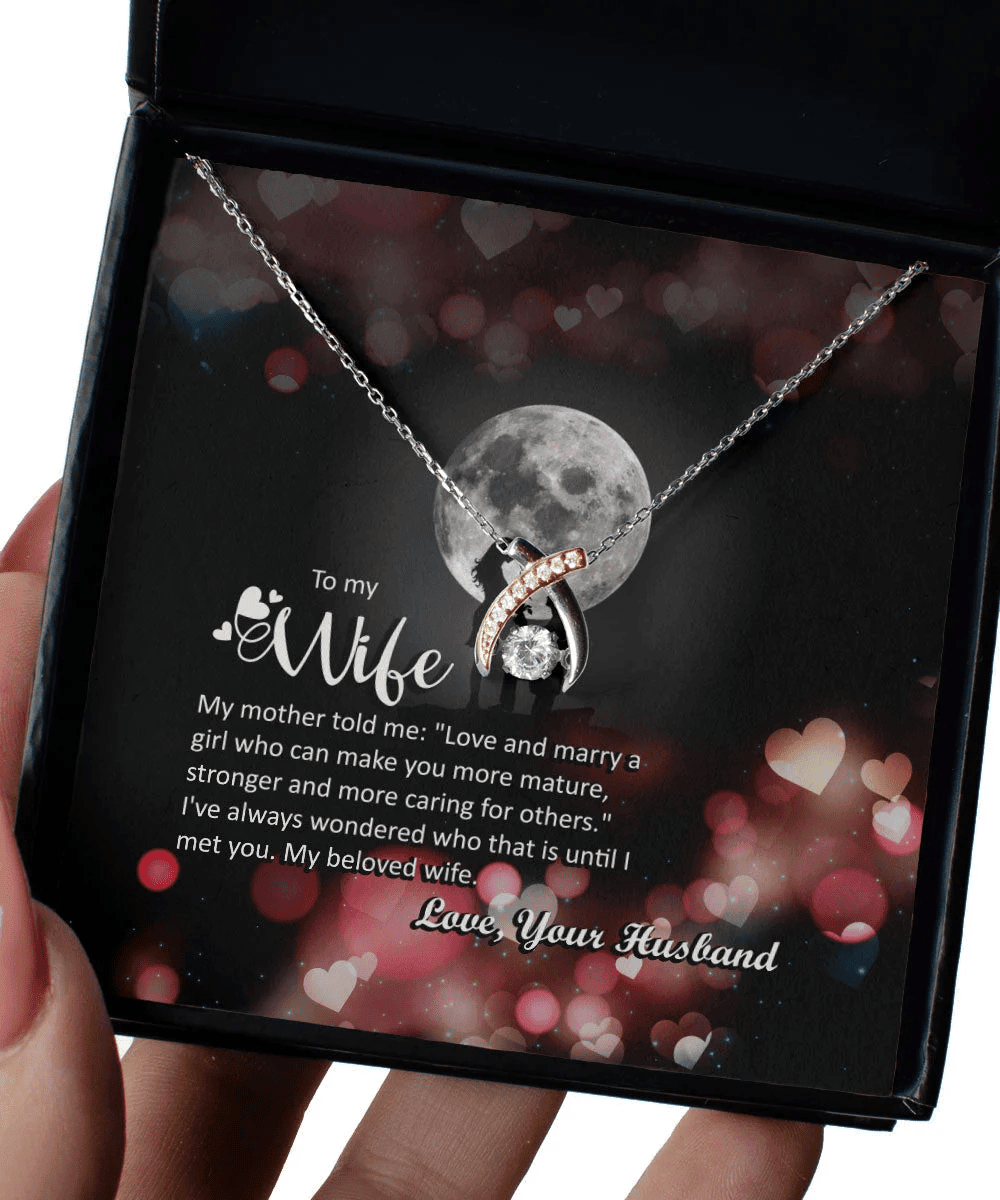 To My Wife My Mother Taught Me What True Love Is Wishbone Dancing Necklace