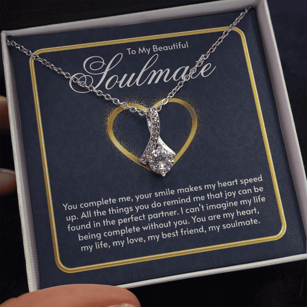 To My Beautiful Soulmate You Complete Me Alluring Beauty Necklace Gift For Her 