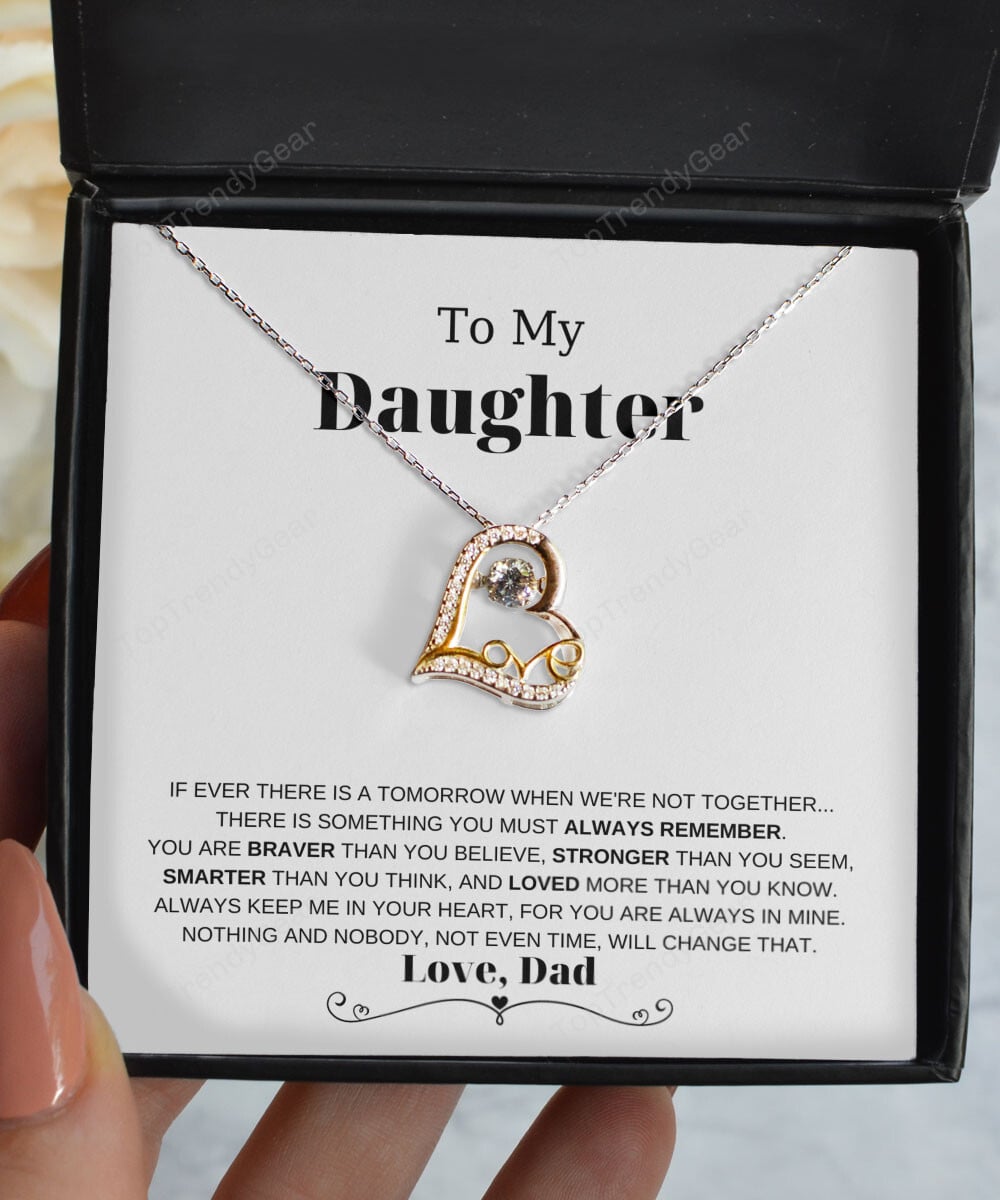 Daughter Necklace Always Keep Me In Your Heart Gift For Daughter From Dad Love Dancing Necklace 