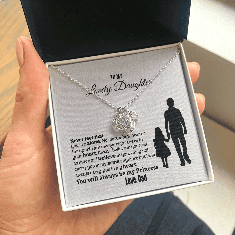 To My Lovely Daughter Love Knot Necklace