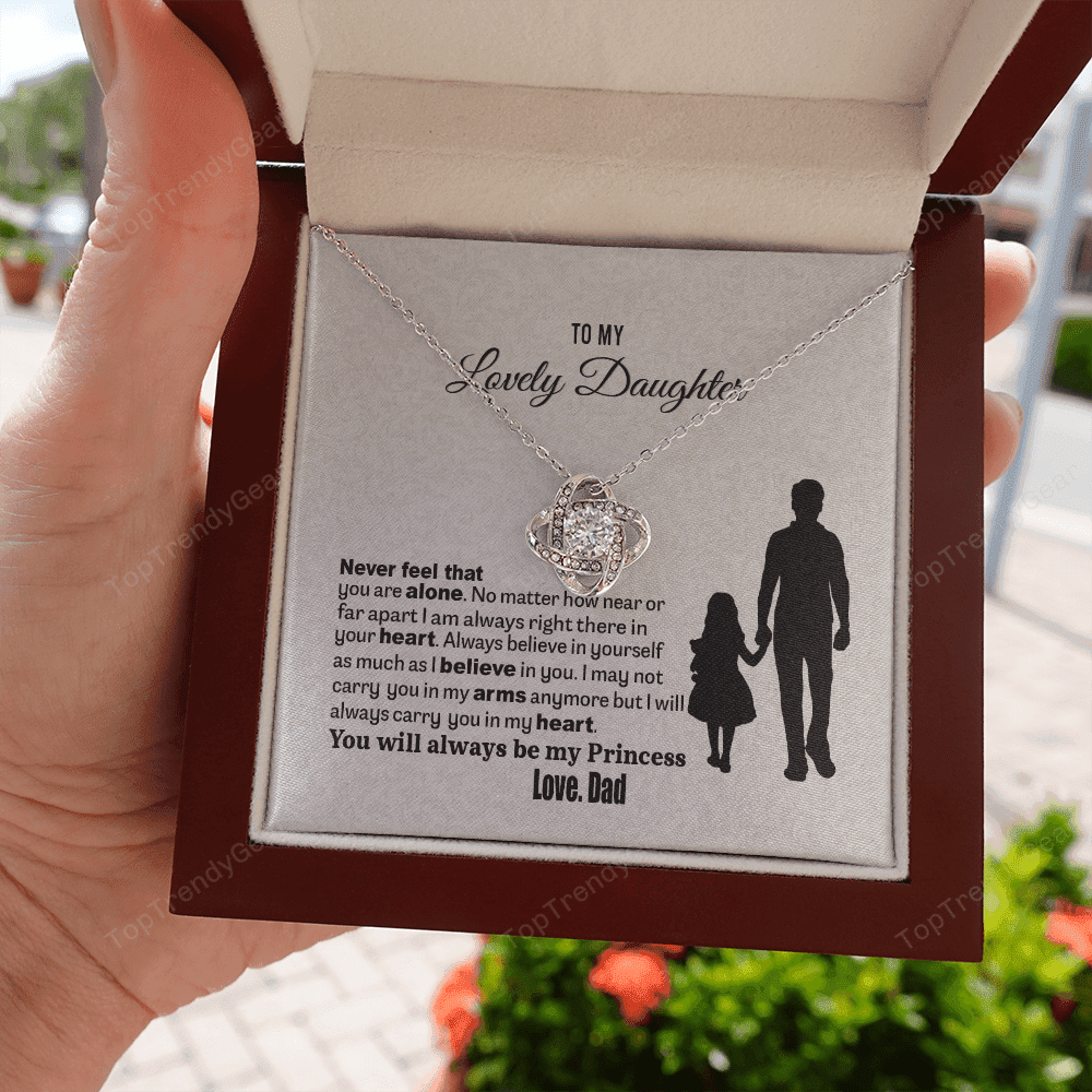 To My Lovely Daughter Love Knot Necklace