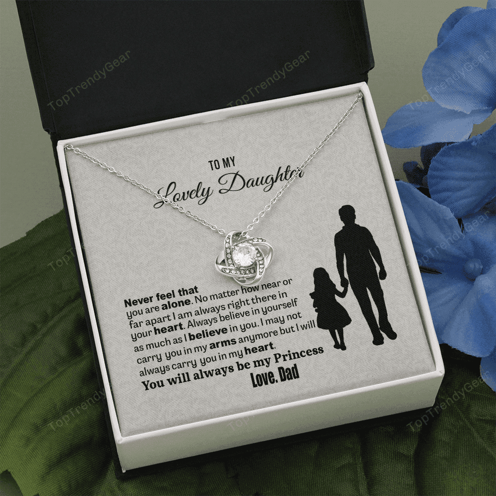 To My Lovely Daughter Love Knot Necklace