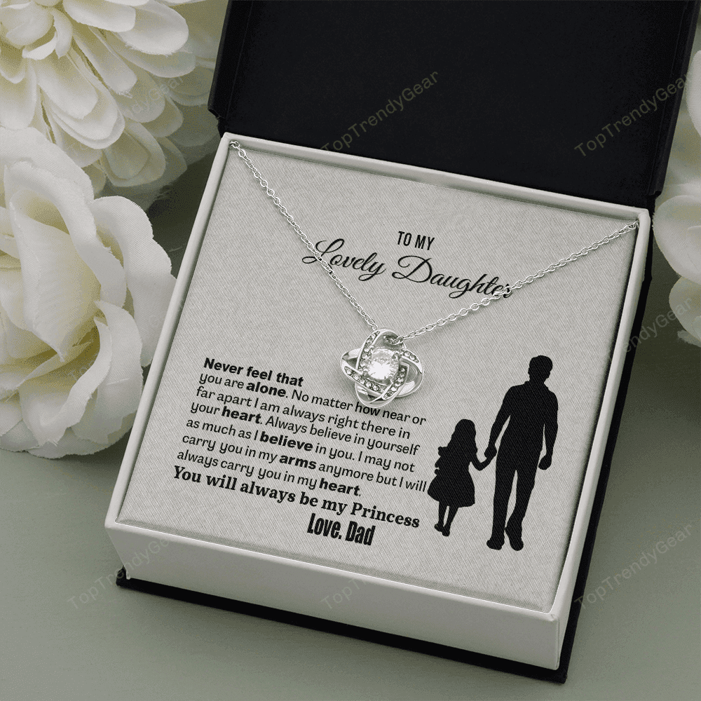 To My Lovely Daughter Love Knot Necklace