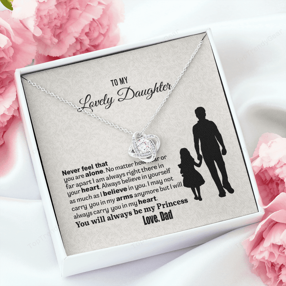 To My Lovely Daughter Love Knot Necklace