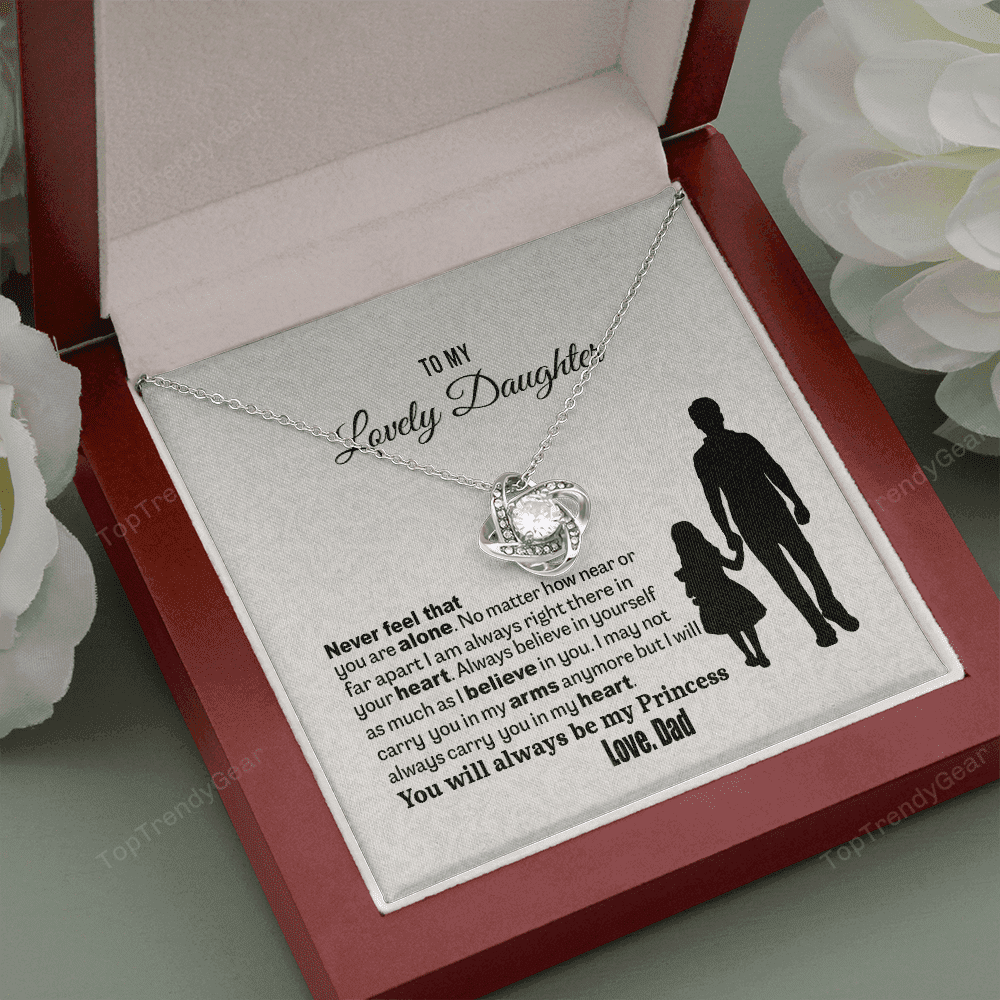 To My Lovely Daughter Love Knot Necklace