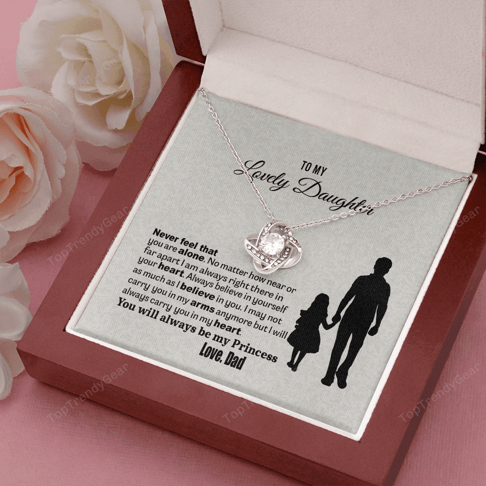 To My Lovely Daughter Love Knot Necklace