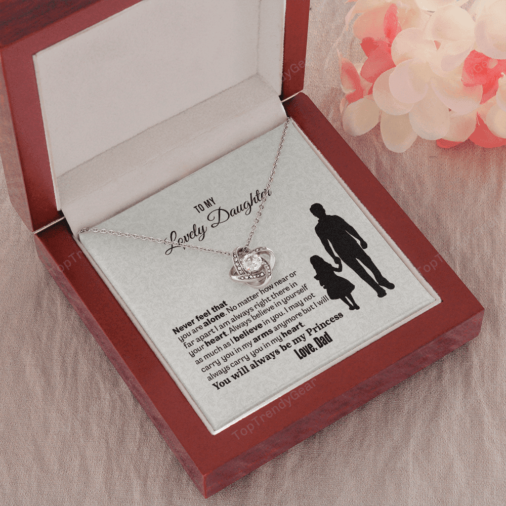 To My Lovely Daughter Love Knot Necklace