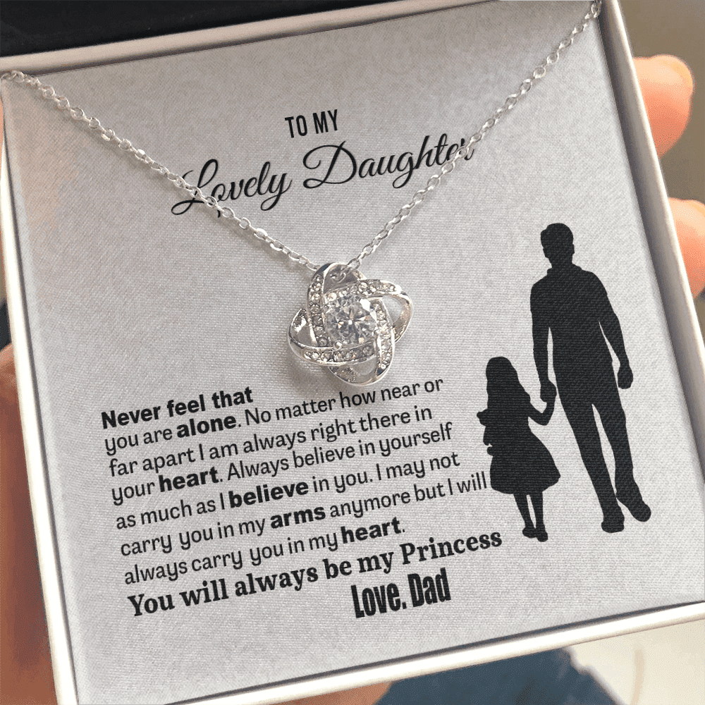 To My Lovely Daughter Love Knot Necklace