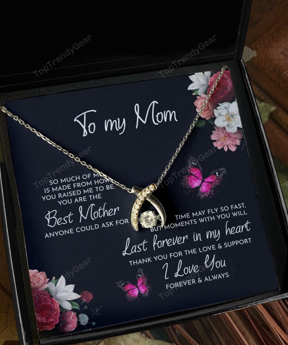 To My Mom I Love You Wishbone Dancing Necklace For Women