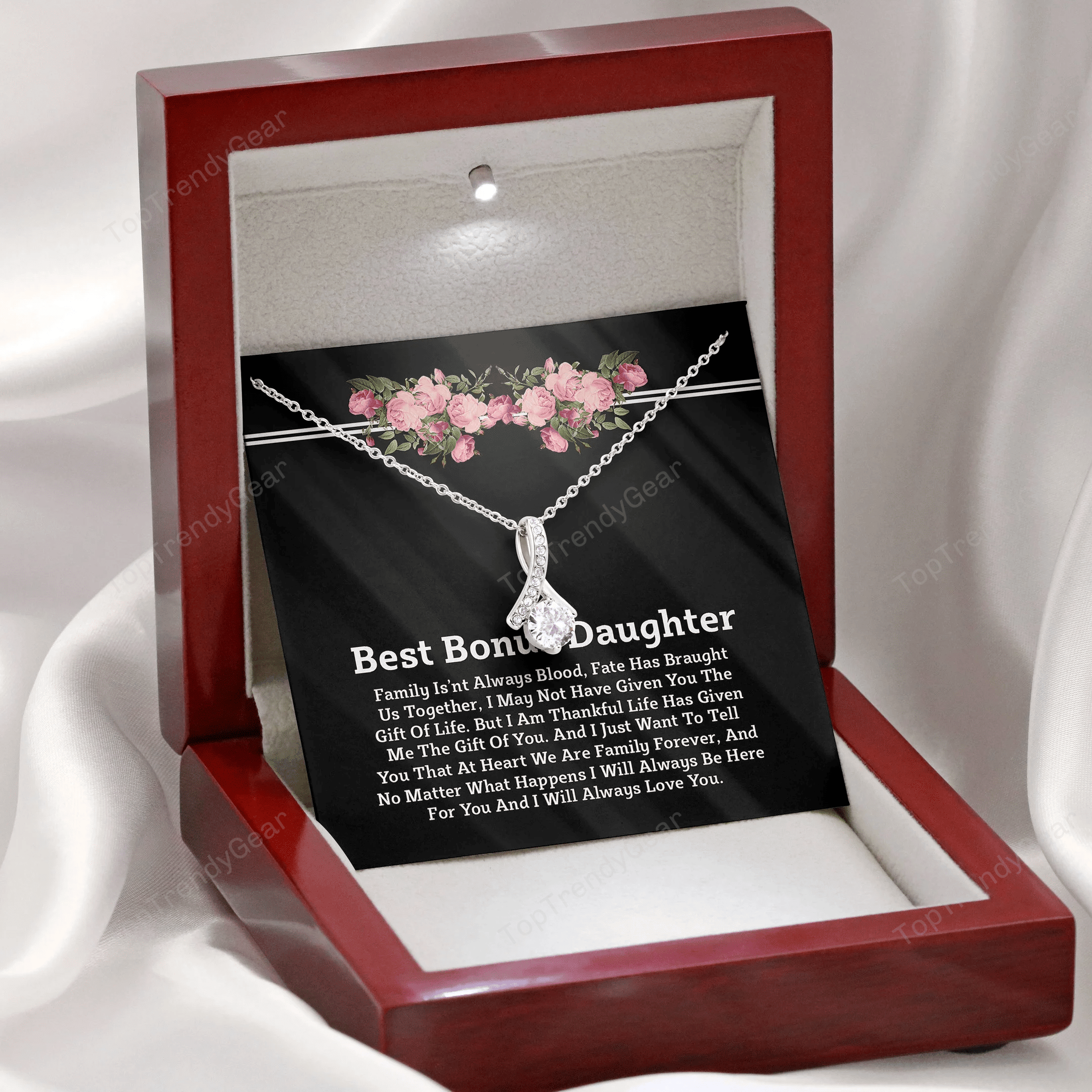 We Are Family Together Gift For Bonus Daughter Alluring Beauty Necklace