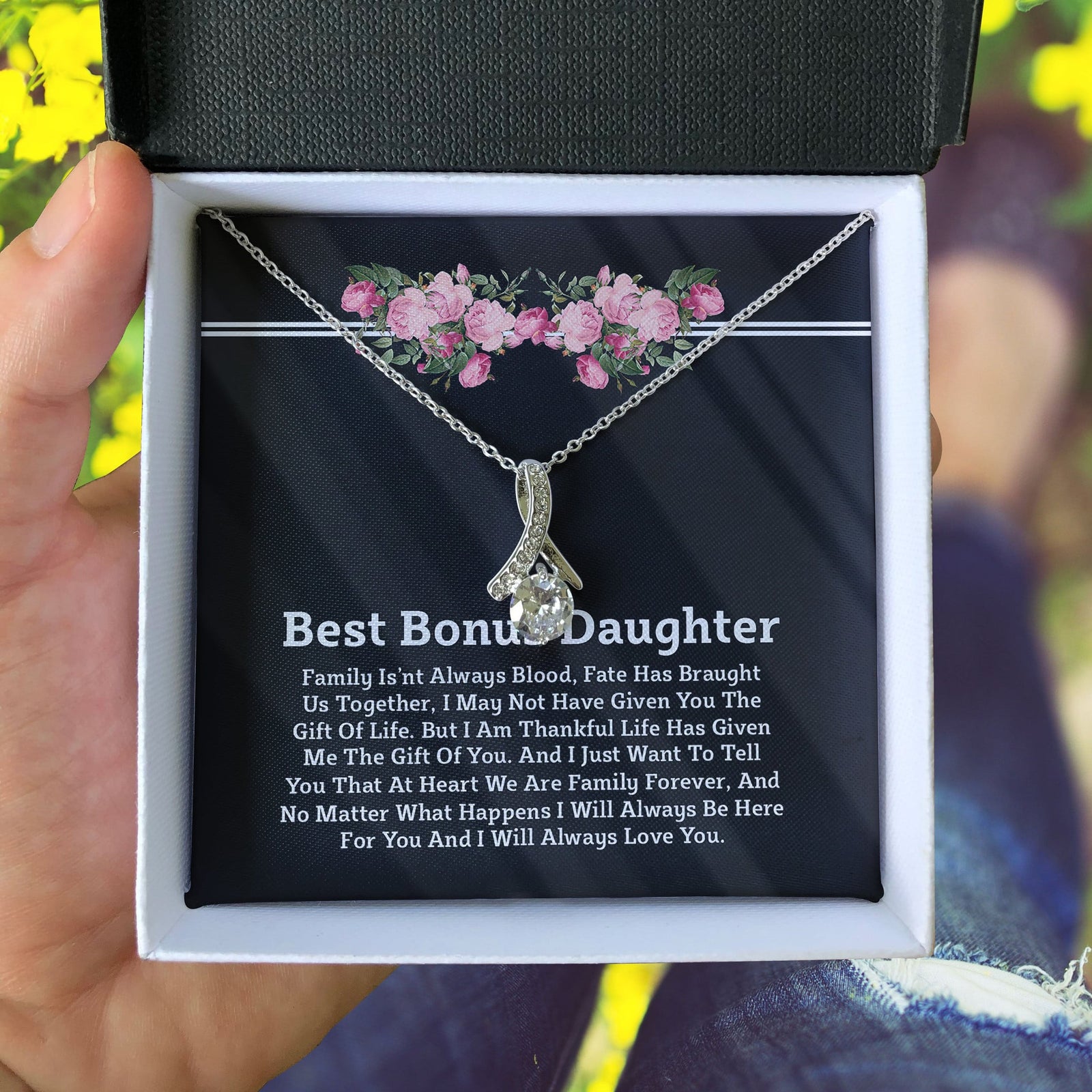 We Are Family Together Gift For Bonus Daughter Alluring Beauty Necklace