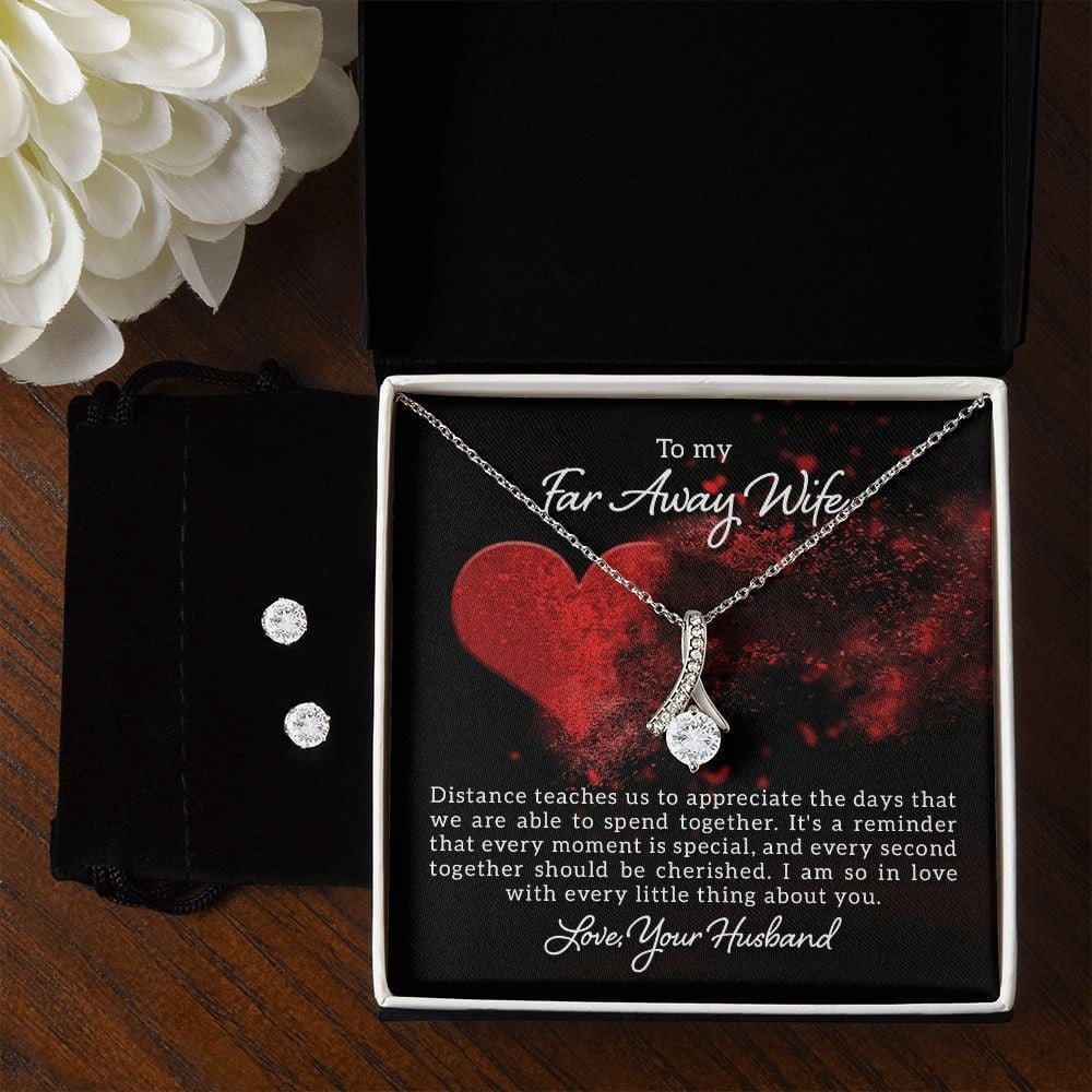To My Far Away Wife I Am So In Love With Every Little Thing About You Alluring Beauty Necklace Set Necklace For Wife