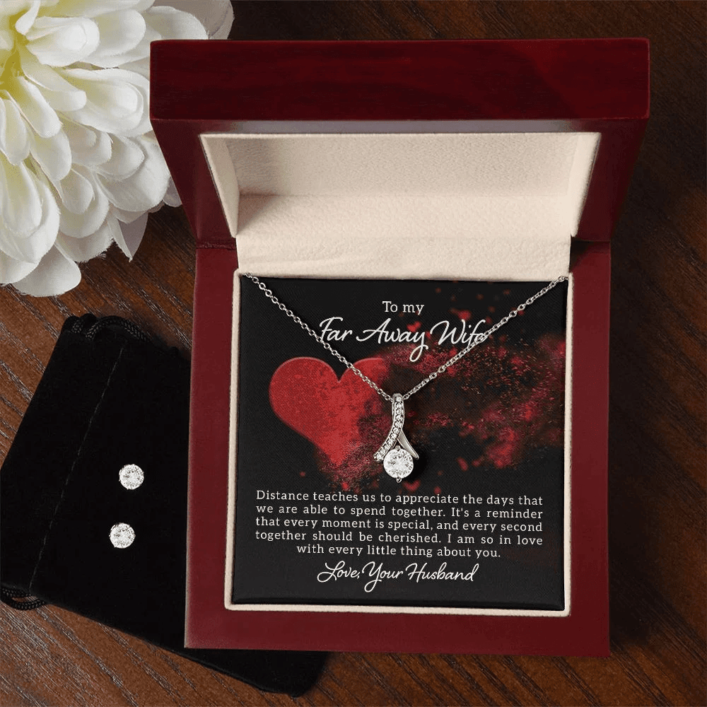 To My Far Away Wife I Am So In Love With Every Little Thing About You Alluring Beauty Necklace Set Necklace For Wife