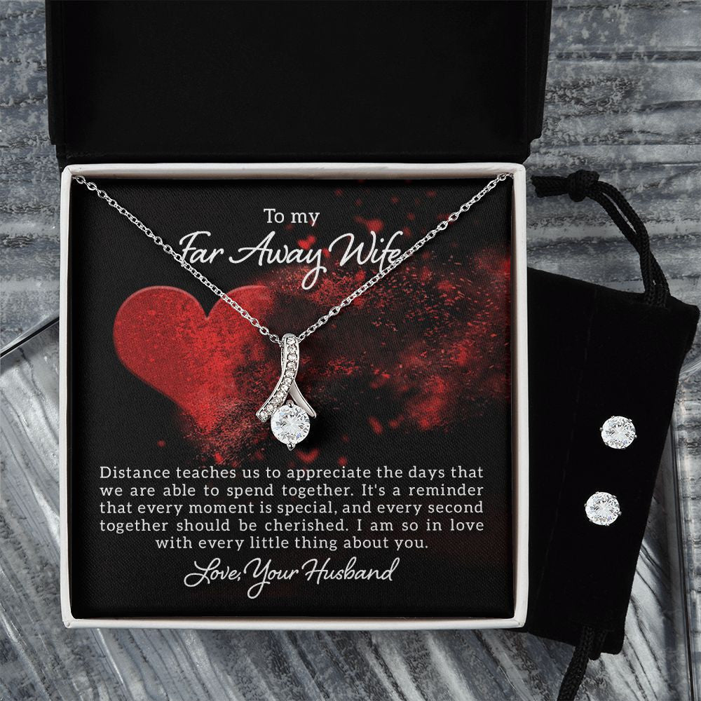 To My Far Away Wife I Am So In Love With Every Little Thing About You Alluring Beauty Necklace Set Necklace For Wife