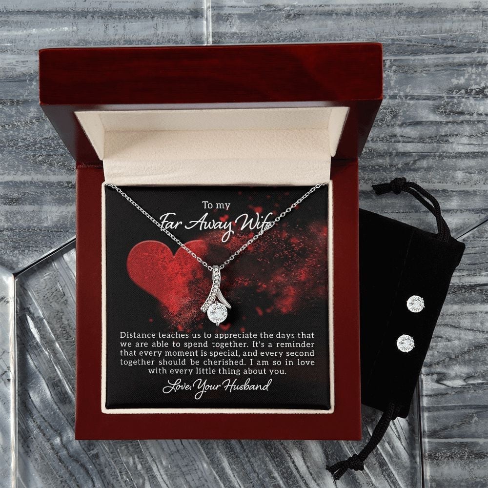 To My Far Away Wife I Am So In Love With Every Little Thing About You Alluring Beauty Necklace Set Necklace For Wife