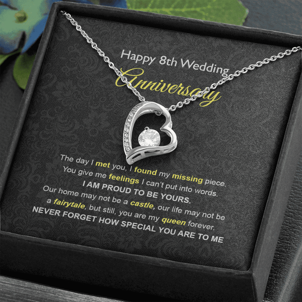Wife Necklace, 8th Wedding Anniversary Necklace Gift Ideas For Wife Forever Love Necklace