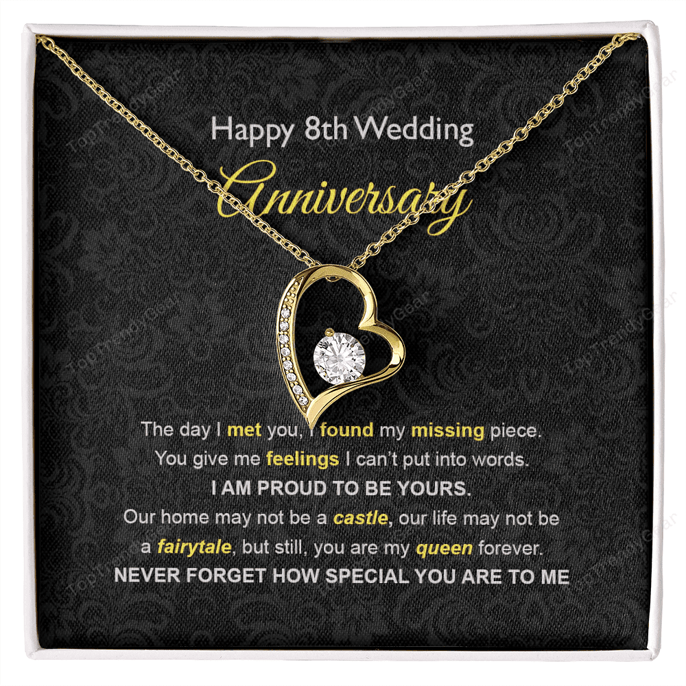 Wife Necklace, 8th Wedding Anniversary Necklace Gift Ideas For Wife Forever Love Necklace
