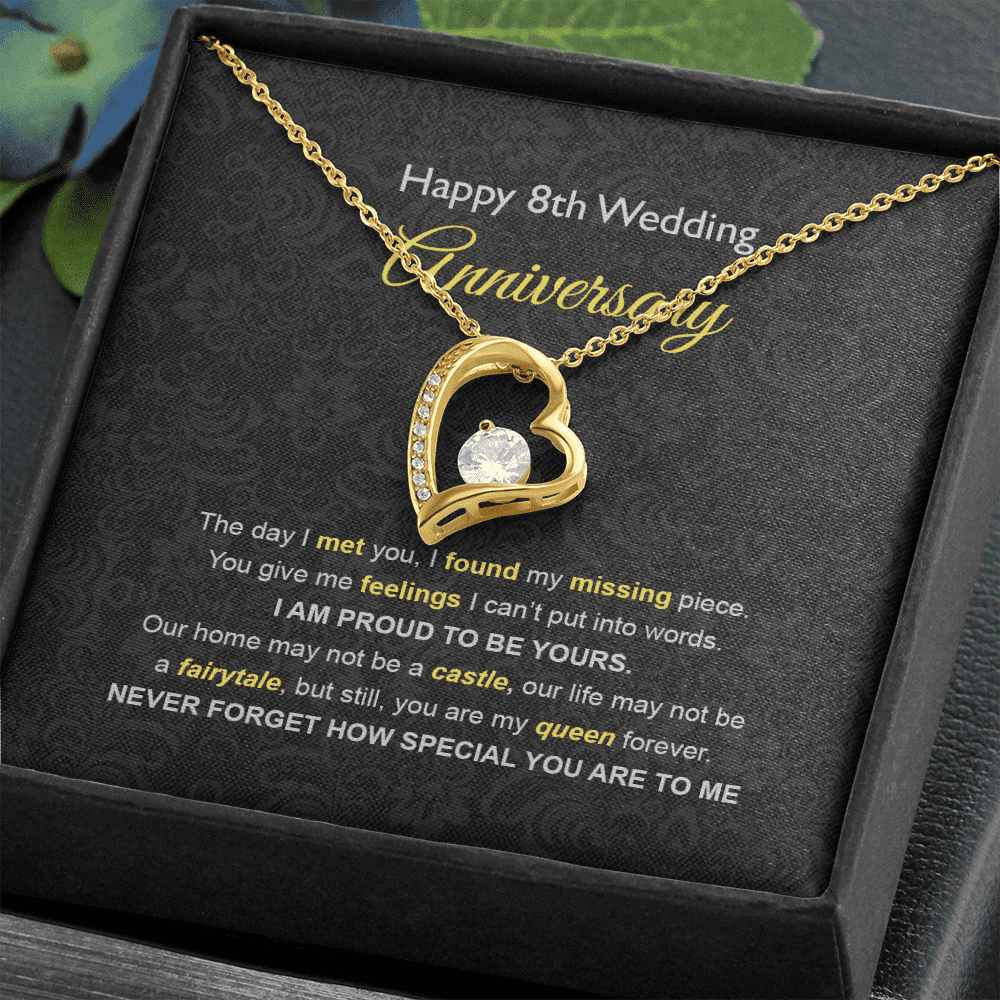 Wife Necklace, 8th Wedding Anniversary Necklace Gift Ideas For Wife Forever Love Necklace