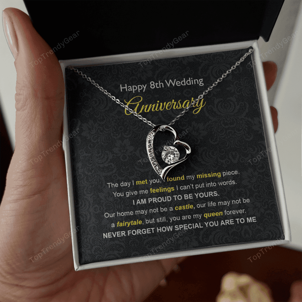 Wife Necklace, 8th Wedding Anniversary Necklace Gift Ideas For Wife Forever Love Necklace