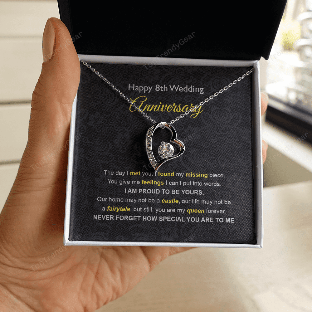 Wife Necklace, 8th Wedding Anniversary Necklace Gift Ideas For Wife Forever Love Necklace