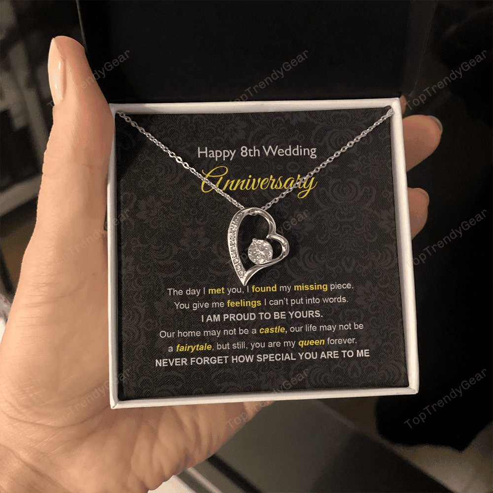 Wife Necklace, 8th Wedding Anniversary Necklace Gift Ideas For Wife Forever Love Necklace